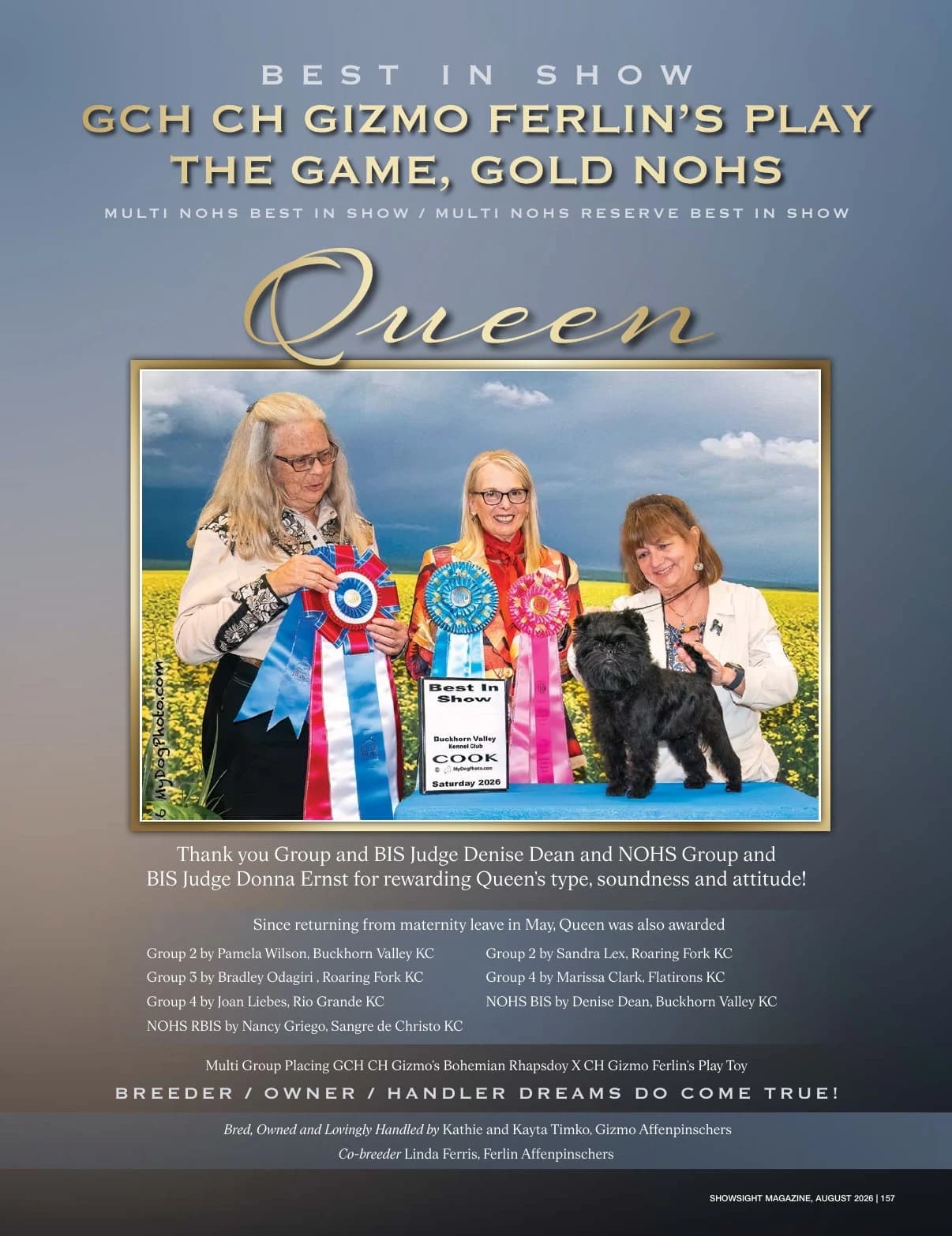 GCH CH GIZMO FERLIN'S PLAY THE GAME in Showsight Magazine | August 2026, page 161