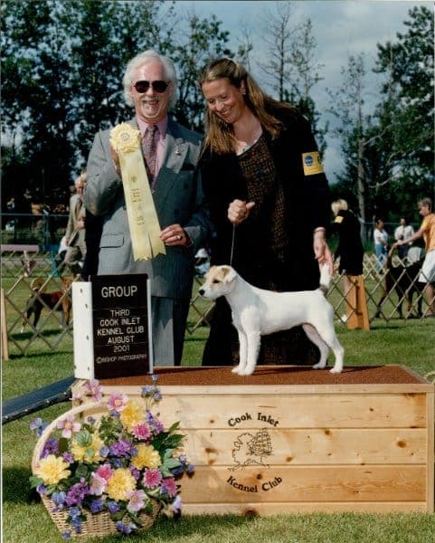 Mary Strom with BISS CH Snow Winds Best Kept Secret ROM (CH Snow Winds Happy Hooligan x Morningstar Ristra), a Trailblazer granddaughter. 