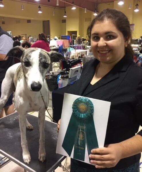 Baylie Smith with her Whippet