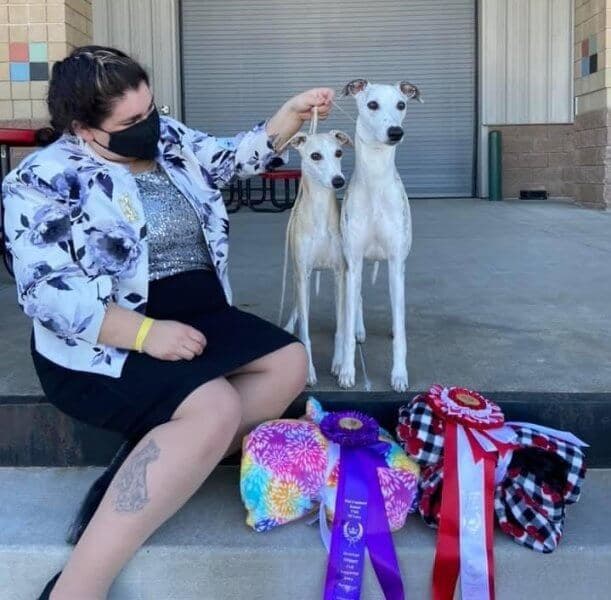 Baylie Smith with her Whippets