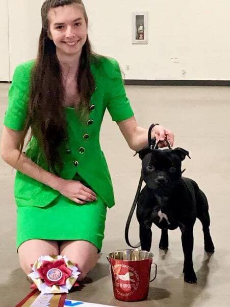 Alexa Keech and her Staffordshire Bull Terrier
