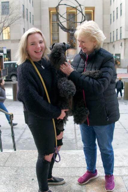 Visiting Rockefeller Center with Mia Phillips, Cheryl Stanczyk, and CH Goodfellas Big Earner (Earnie) . photo by Margaret Foxmoore