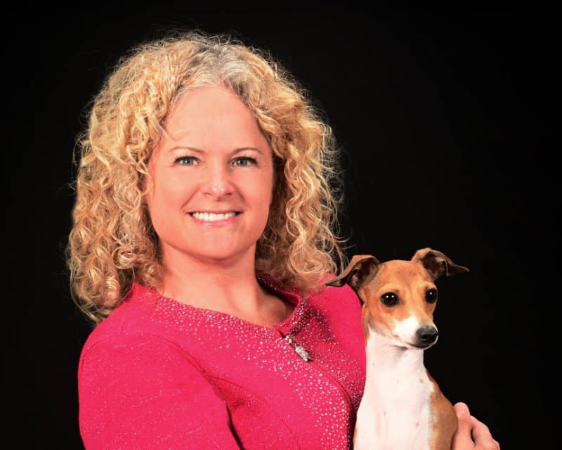 Owner Handler Lynn Partridge with her Italian Greyhound dog