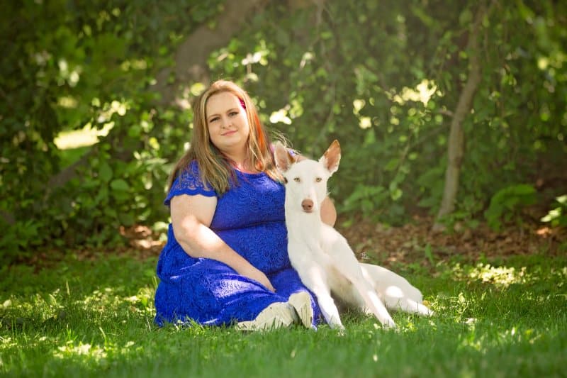 Owner Handler Sarah Wade with her wire haired Ibizan Hound dog