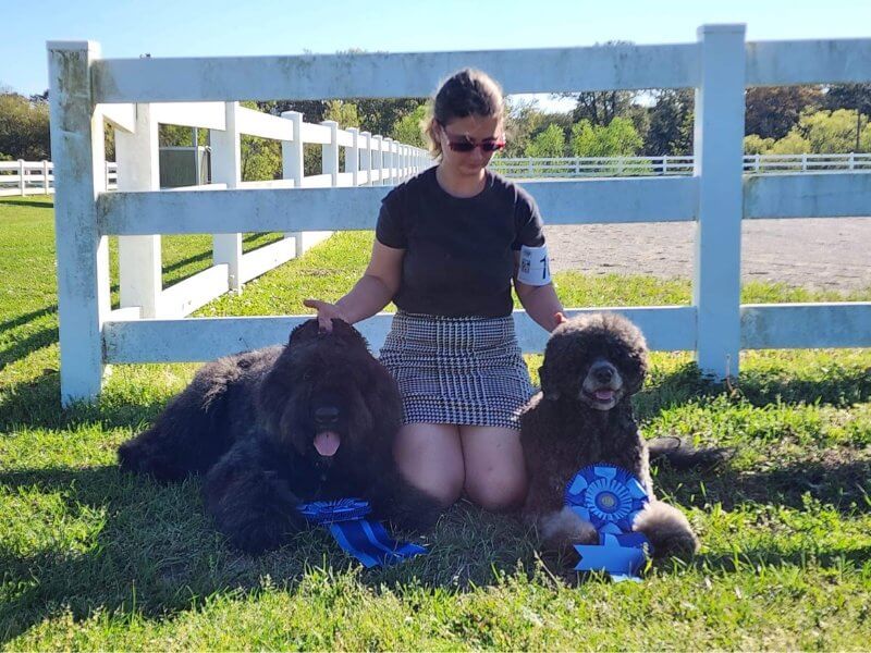 Woman with 2 dogs