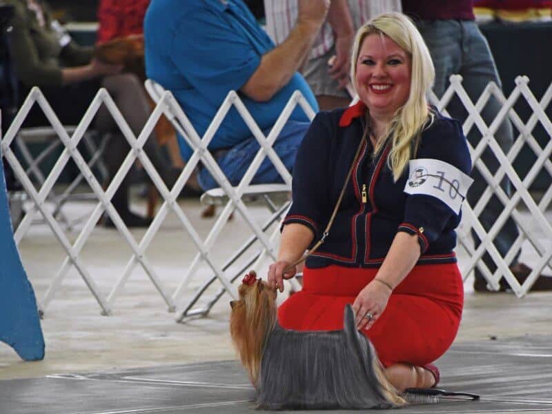 Matina E. Johnson, an Owner-Handler, at a dog show.
