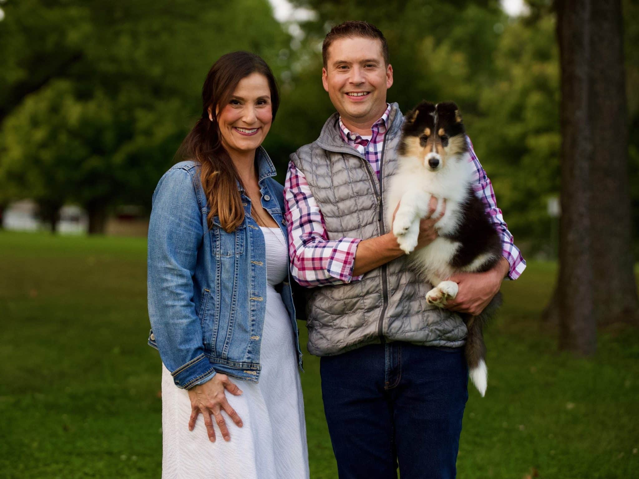Matt & Anita Stelter of Wyndlair Collies with their dog.