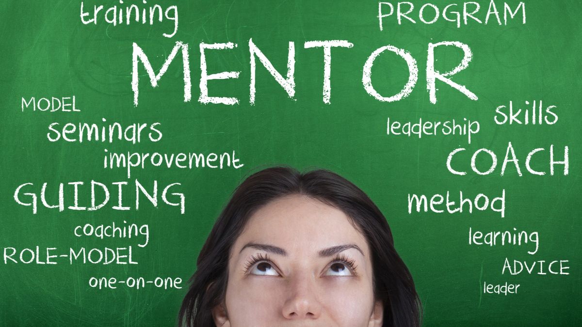 Mentor word cloud concept blackboard
