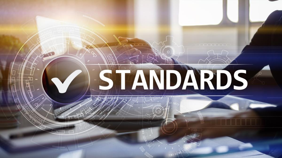 Standards, Quality Control, Assurance, ISO, Checkbox on virtual screen.