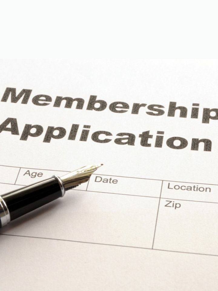 Membership application form on desktop in business office