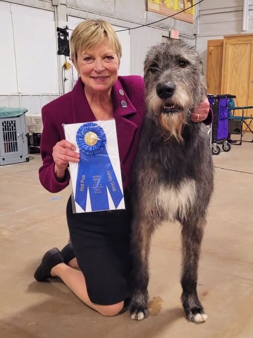 Gail Morad with her Irish Wolfhound