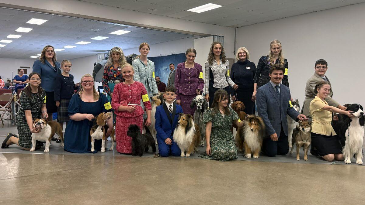 Thirteen Juniors and their dogs pose for a group photo at this year’s Gala with the Best of the Best Judges.
