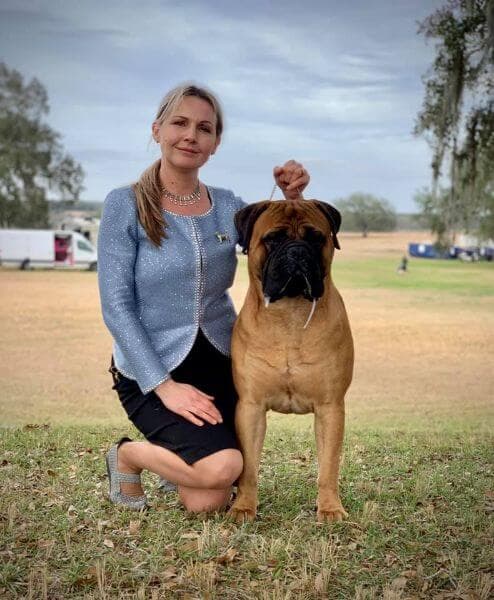 Bullmastiff Olga Contant with her dog