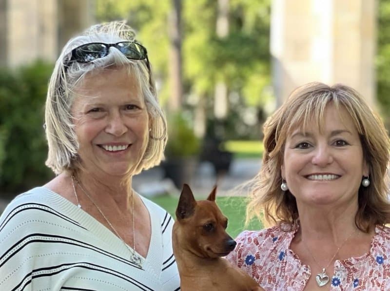 Kim Calvacca and Robin Greenslade with their KimRo Miniature Pinscher