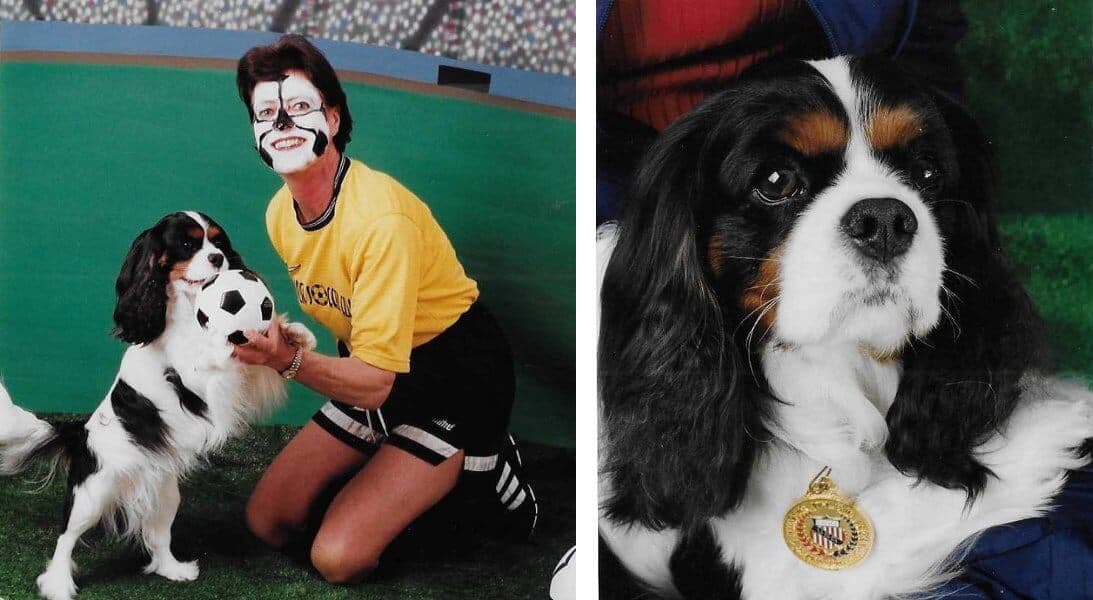 Left: Janet York, Pip Pip Hooray. - Right: Pippin in preparation to dance to the Olympic theme.