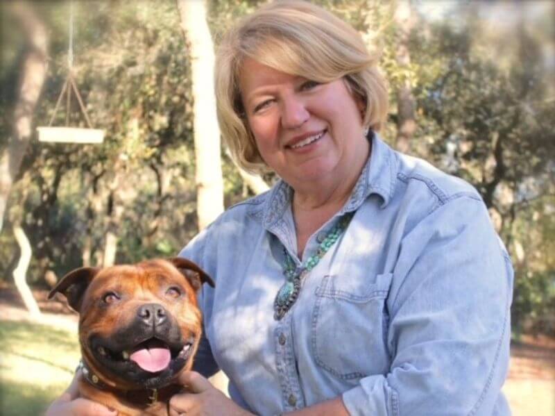 Sandra Carter with her dog.