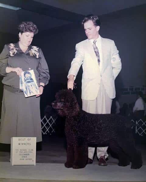 Judge Barbara Kloss and Breeder/Owner Handler Dan Sayers.