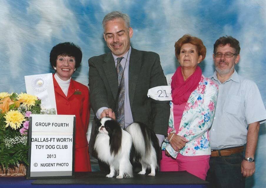 Japanese Chin winning group fourth at the Dallas-Ft Worth Toy Dog Club in 2013