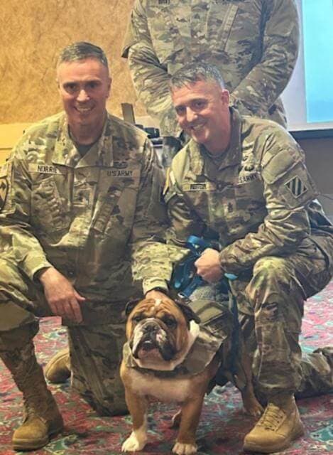 Maj. Gen. Christopher Norrie, 3rd Infantry Division Commander, and DivisionCommand Sgt. Maj. Jonathan Reffeor, welcome “Rocky” to Fort Stewart.