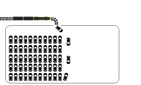 Figure 1. As a train delivers cars to a parking lot through a single gate, the lot gradually gets full.