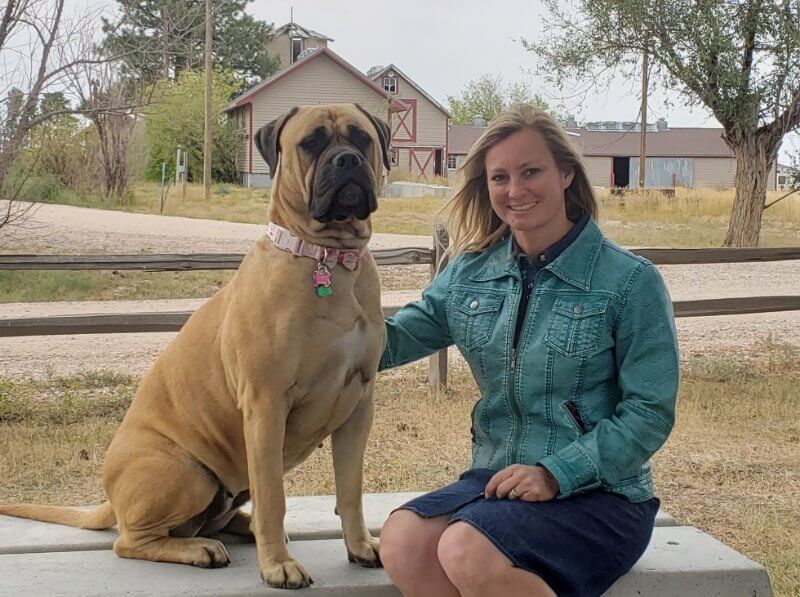 Owner Handler Stacie Toft-Devore with her Bullmastiff dog