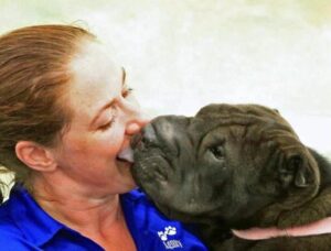 Dr-Amanda-Bauer with a Chinese Shar-Pei