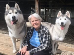 Judith Russell with her Siberian Huskies