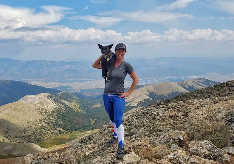 Featured photo: ‘Maven’ and Kara on top of the summit of Mt. Yale, elevation of 14,200 ft.