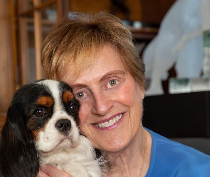 Janet York with her Piccadil Cavalier King Charles Spaniel