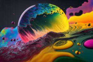 close up view of the colorful bubbles
