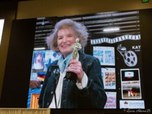 2014, Kathy Peters was honored with the AKC Good Sportsmanship Award and recognized with an Oscar for her filmmaking. Photo courtesy of Lenise Adams
