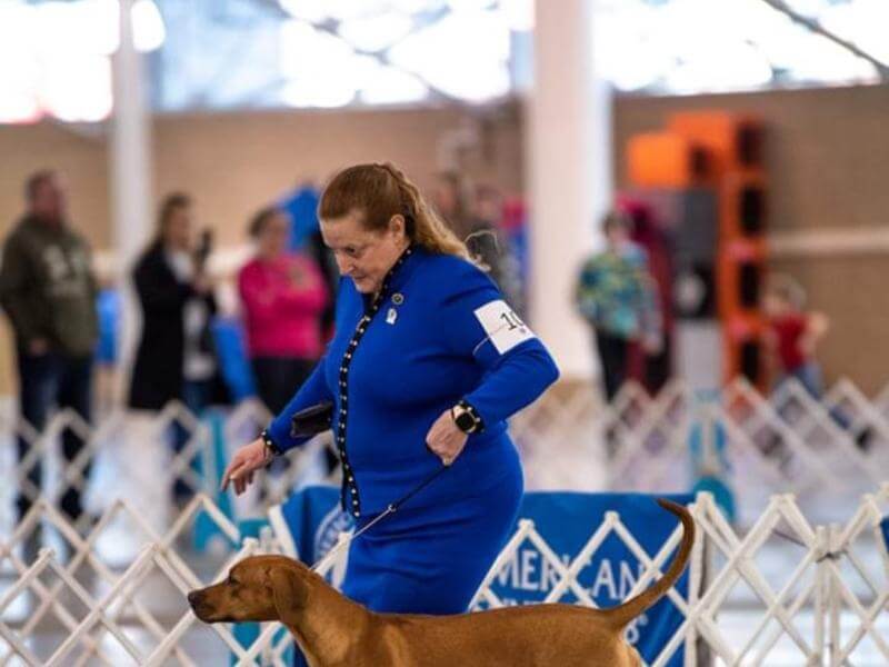 Julie Buss with her dog at the dog show.