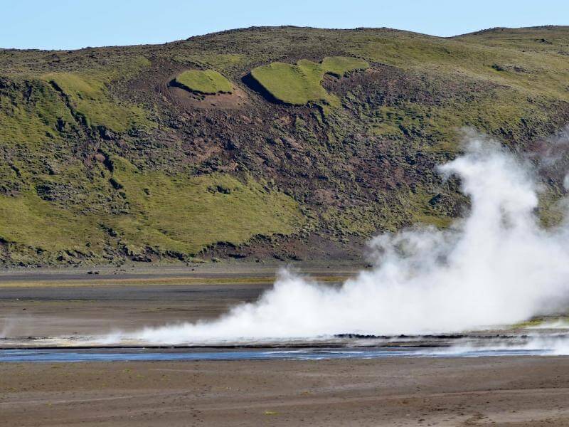 Steam is coming out of the ground in Iceland.