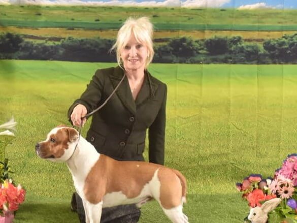 Sylvia T. Barkey with her dog at the dog show.