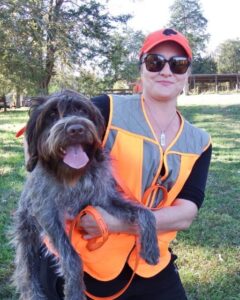 Amy Hagy and Georgie - Wirehaired Pointing Griffon. First Master Hunter Excellent test.