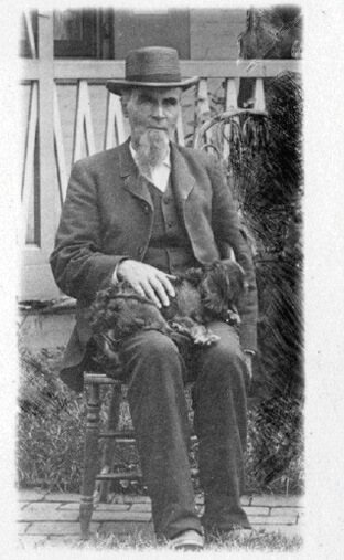B F Wilson with English Toy Spaniel, circa 1890
