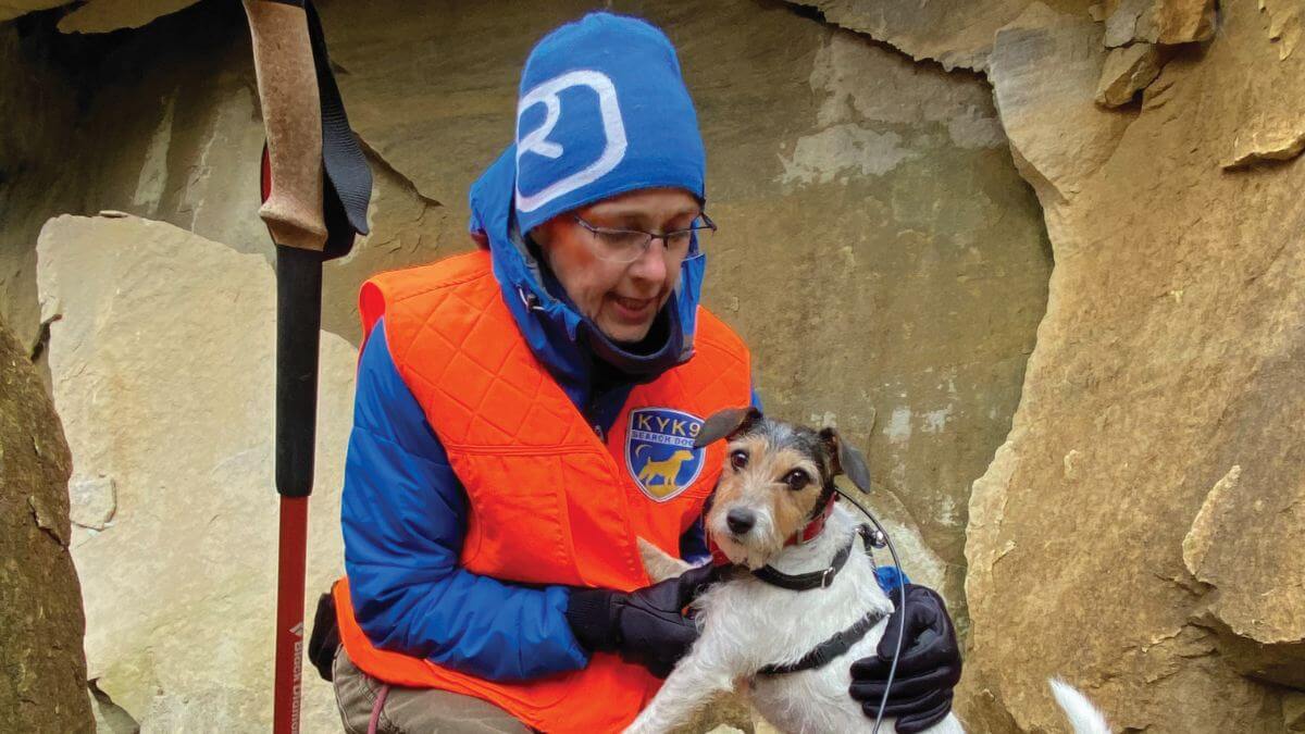 Jennifer Jordan Hall with AKC Humane Fund ACE Award Winner - Search And Rescue Dog: Pocket