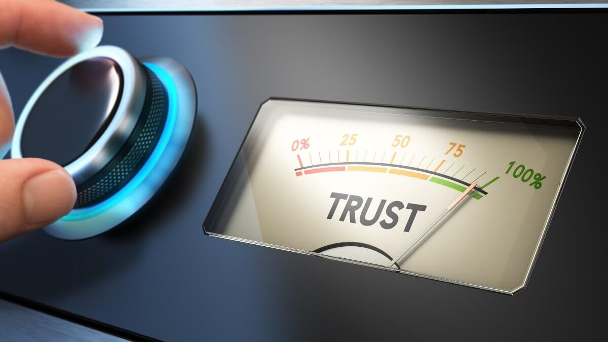 Trust Concept. Hand turning a knob up to the maximum, Concept image for illustration of trust.