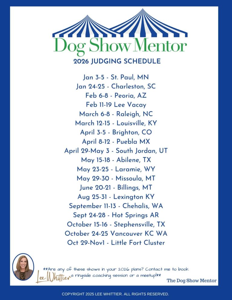 Dog Show Mentor 2026 Judging Schedule