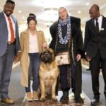 Beast is greeted by the management at the New Yorker Hotel the night before his first time showing at Westminster. photo by Pam Loeb