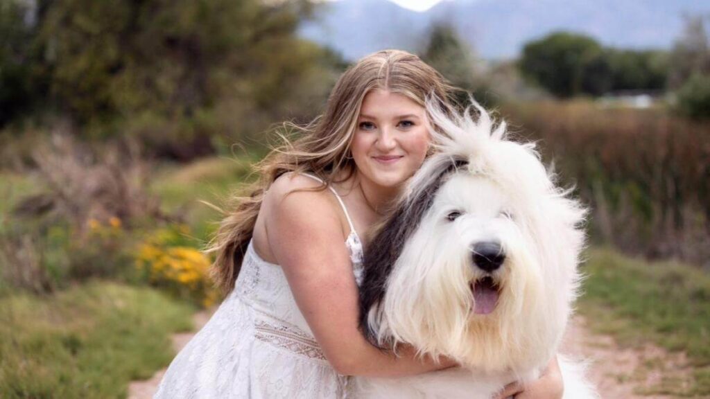 Taylor Johnson and Old English Sheepdog