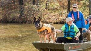 Darcy working HR on a lake