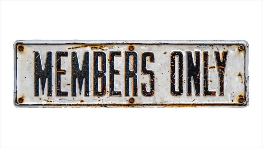 An Isolated Rustic Members Only Sign On A White Background