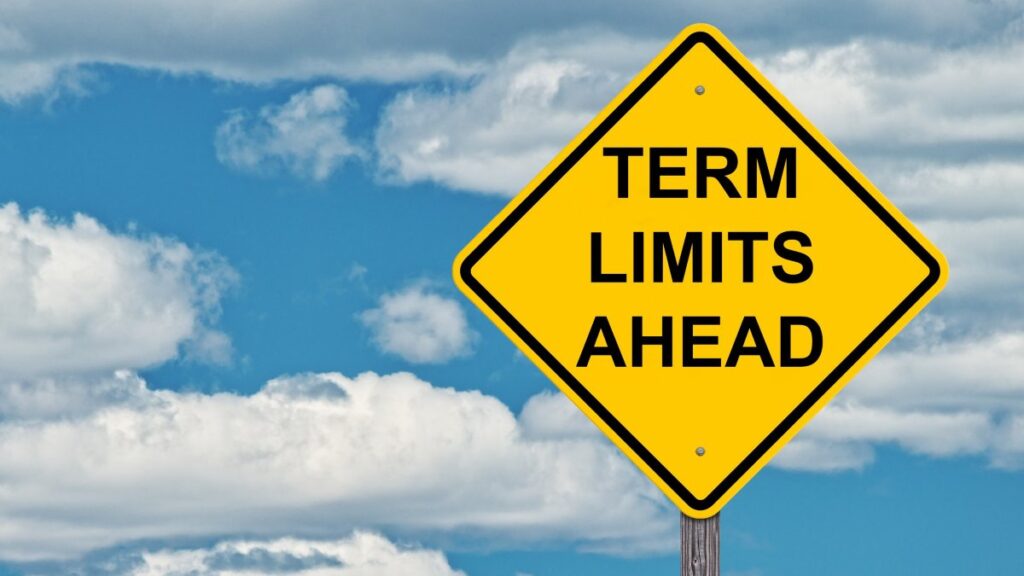 Term Limits Ahead Warning Sign. Term Limits Ahead Caution Sign With Blue Sky Background