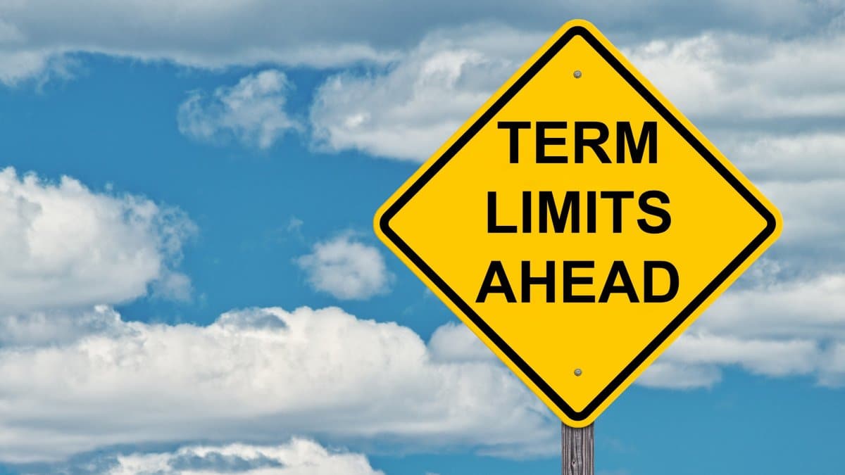 Term Limits Ahead Warning Sign. Term Limits Ahead Caution Sign With Blue Sky Background