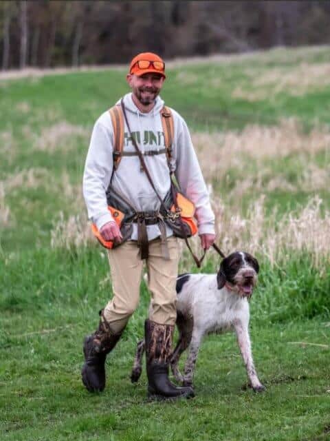 Man with a German Wirehaired Pointer (GWP)