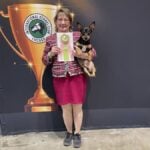 Greta Dalrymple with a Teddy Roosevelt Terrier