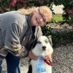 Rebecca Burnett with a Yakutian Laika