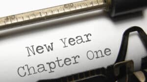 New year chapter one printed on an old typewriter