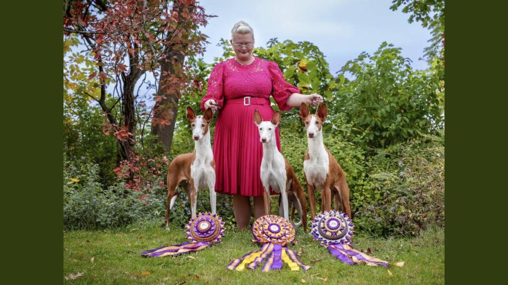 Sarah Murphy with her Abbaio Ibizan Hounds